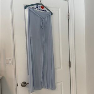 Forever 21 Baby Blue Maxi Skirt with Leg Slit and Wrap Belt